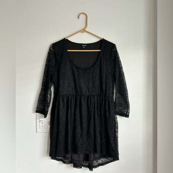 torrid Tops - Torrid Black Babydoll Lace Top Whimsigoth 3/4 Sleeve M/L Dark Fairy Vamp